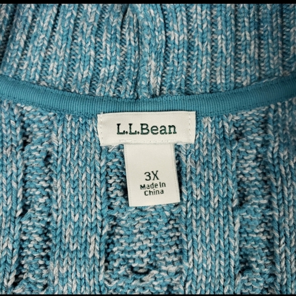 LL BEAN Open Front Cardigan cableknit Sweater 3X - Picture 3 of 12